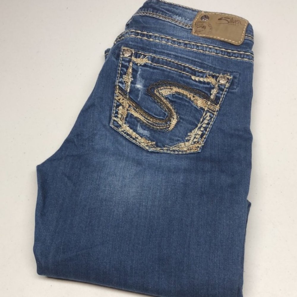 RARE VINTAGE SILVER SUKI HIGH SKINNY JEANS 28x32 😎